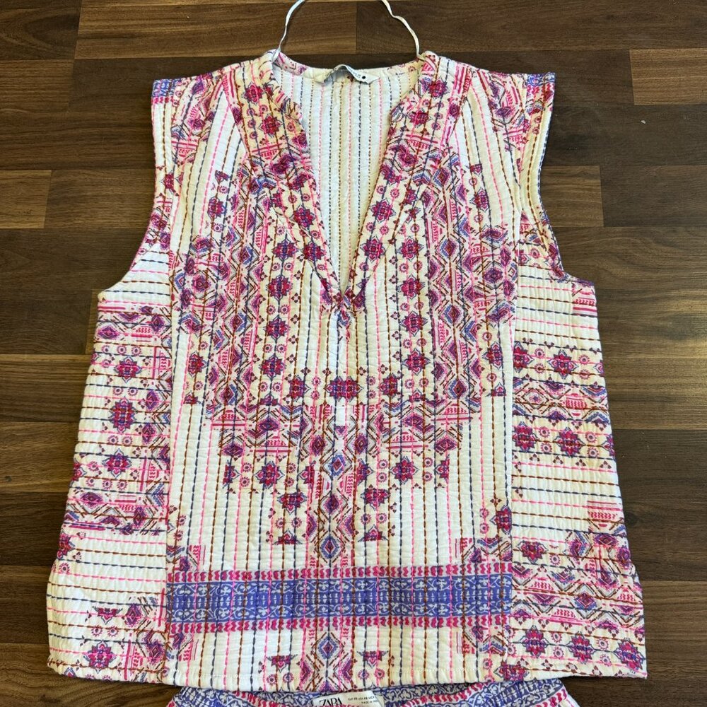 Zara Printed Quilted Matching Top And Bottom - image 7